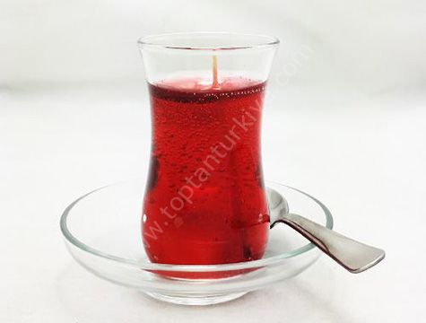 Dekoratif Çay Şeklinde Jel Mum Seramik Tabak (12 Adet)