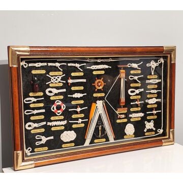 Marin Ahşap Yelkenli Gemi Dümen Tasarımlı Duvar Panosu Küçük