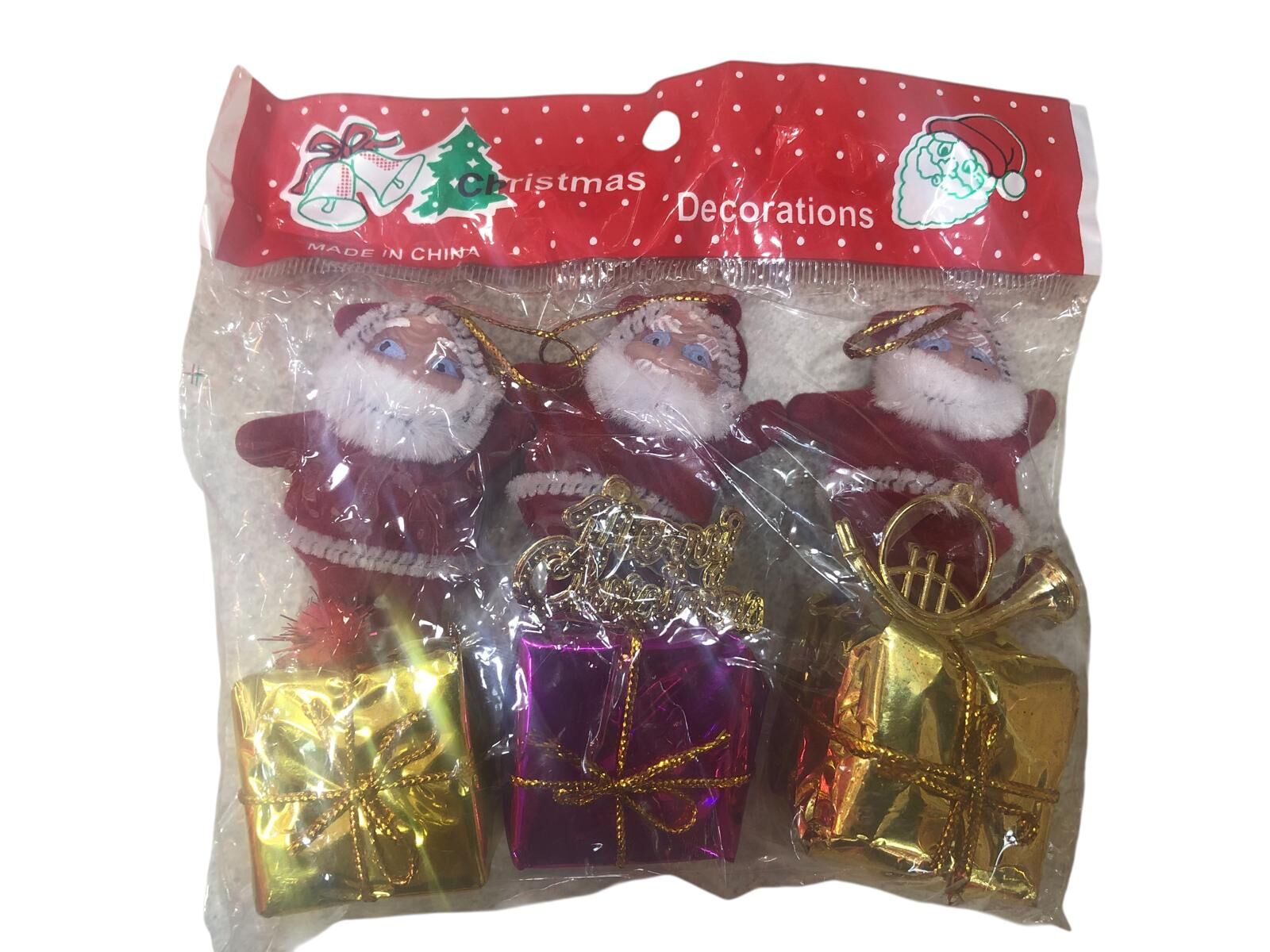 Noel Baba ve Hediye Paketi Çam Ağacı Süsü (6 Adet)