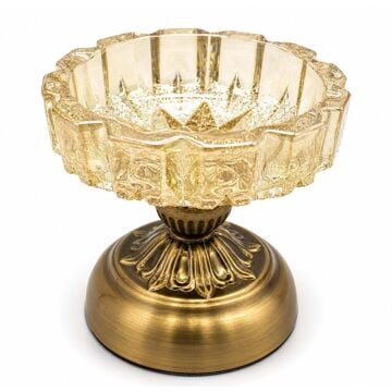 Metal Ayaklı Gold Cam Küllük (16 cm x 14 cm)