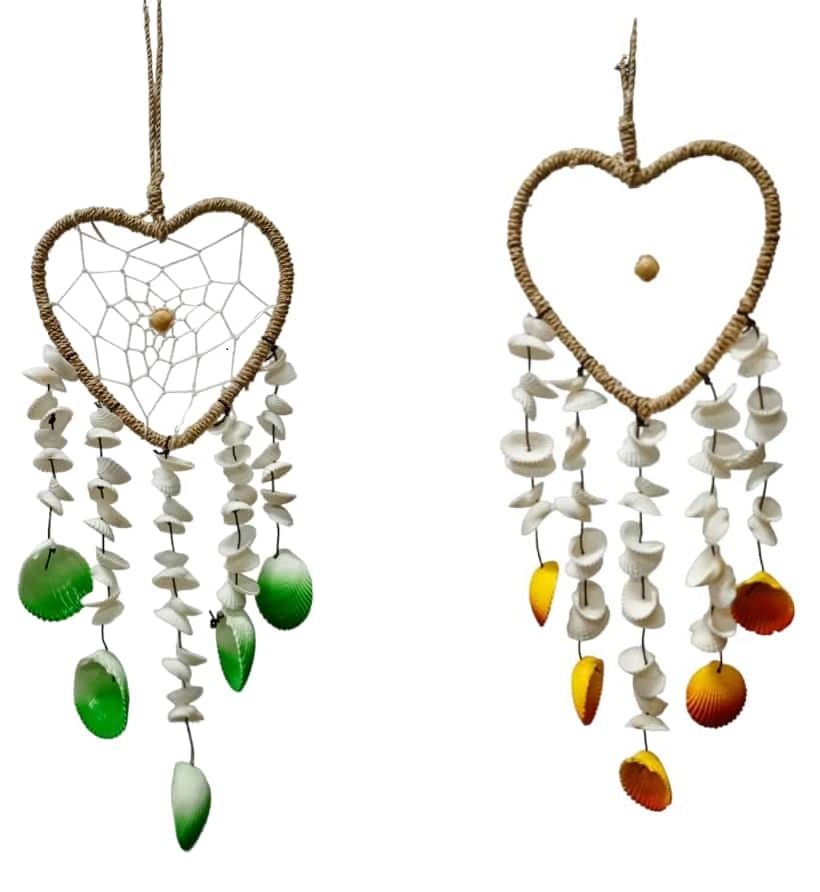 Kalp Tasarımlı Deniz Kabuklu Dream Catcher Rüzgar Çanı
