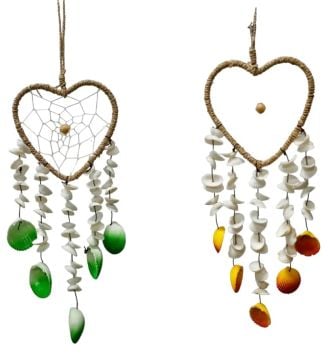 Kalp Tasarımlı Deniz Kabuklu Dream Catcher Rüzgar Çanı
