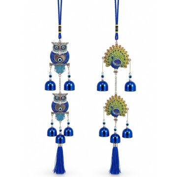 Metal Tasarımlı Nazar Boncuk Rüzgar Çanı (45cm)