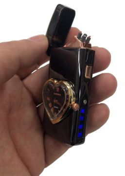 Usb Şarj Göstergeli Kalpli Saat Çakmak