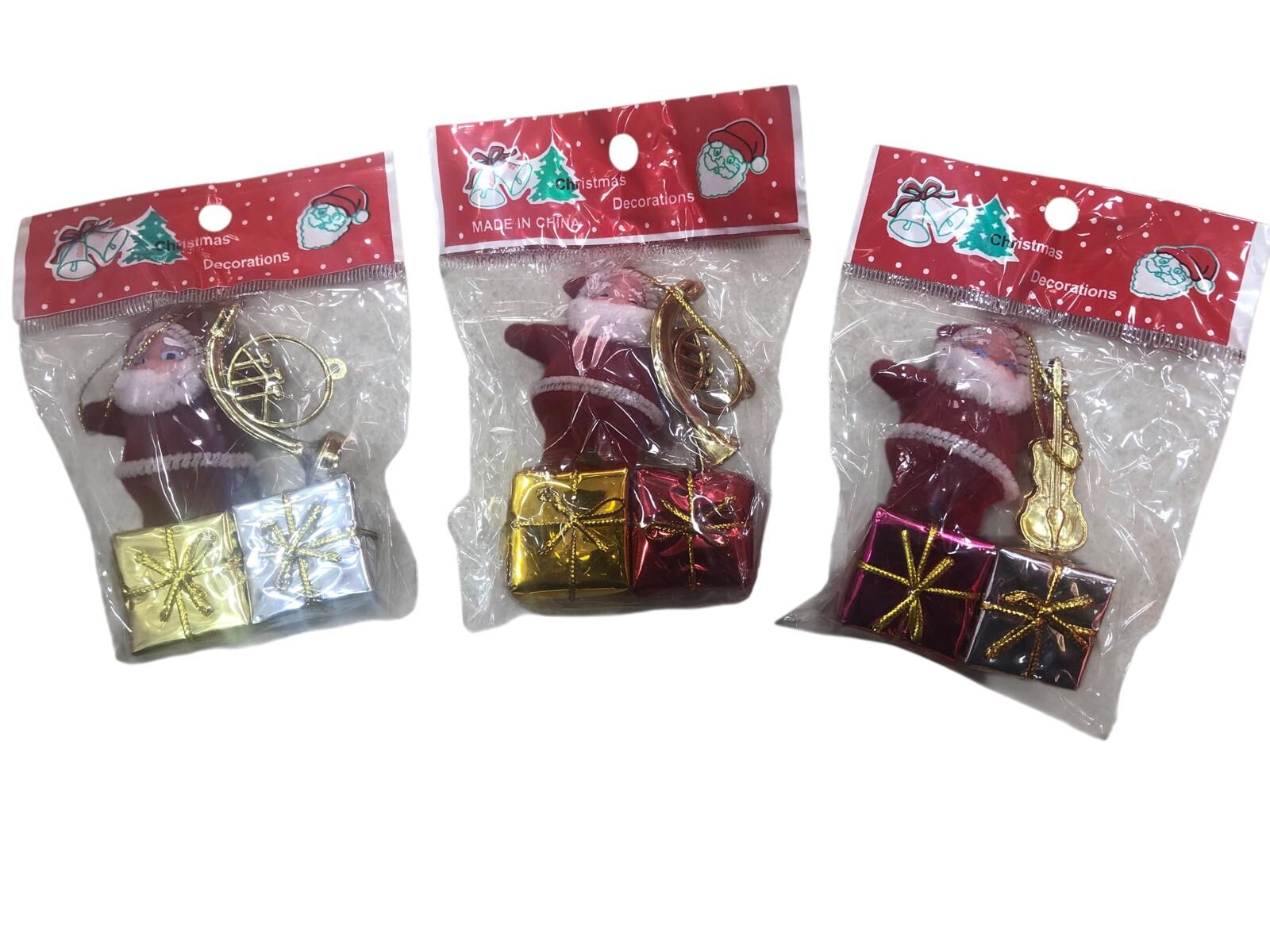 Noel Baba ve Hediye Paketi Çam Ağacı Süsü (3 Adet)