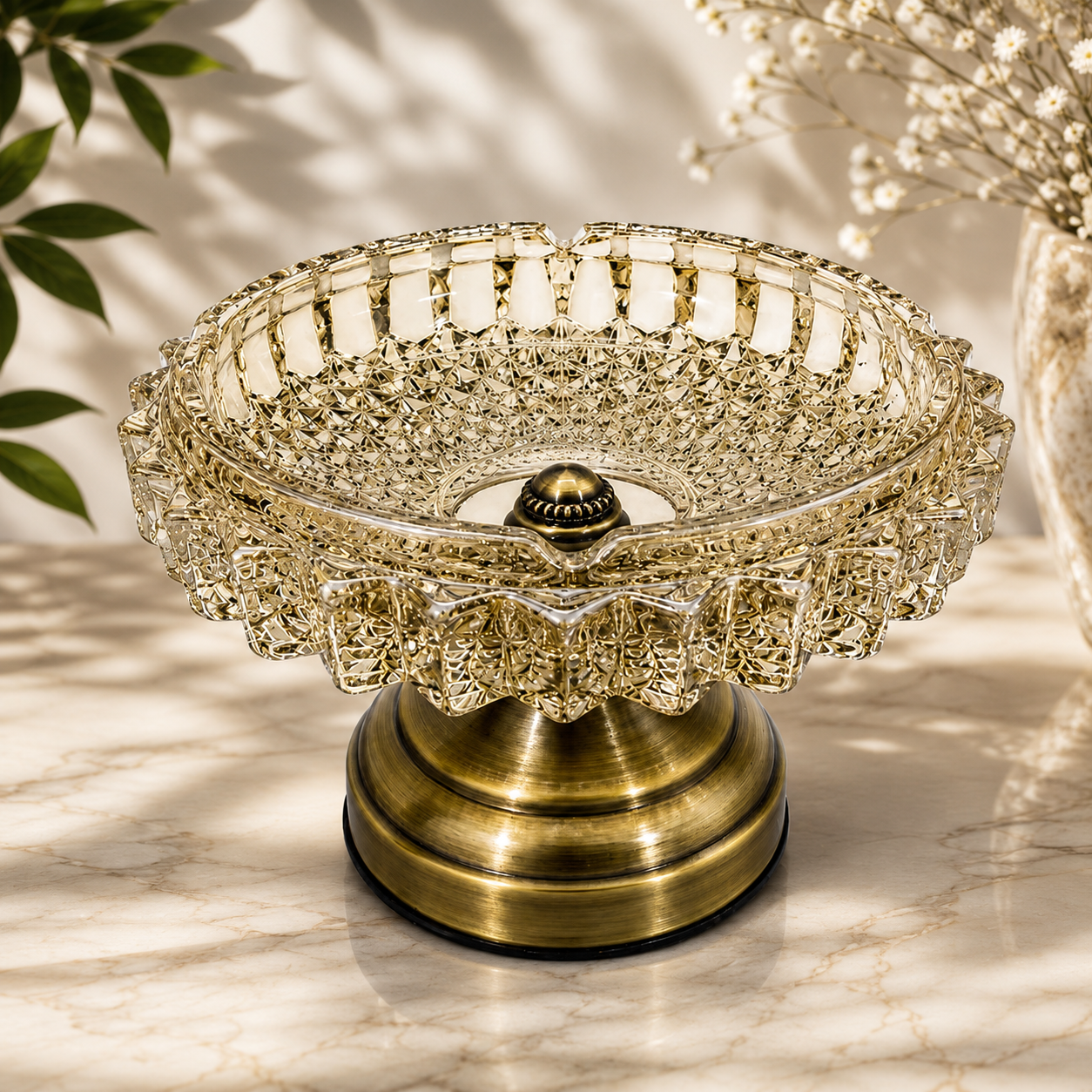 Metal Ayaklı Gold Cam Küllük (19 cm x 12 cm)