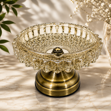 Metal Ayaklı Gold Cam Küllük (19 cm x 12 cm)