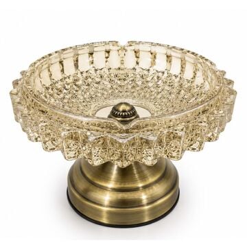 Metal Ayaklı Gold Cam Küllük (19 cm x 12 cm)