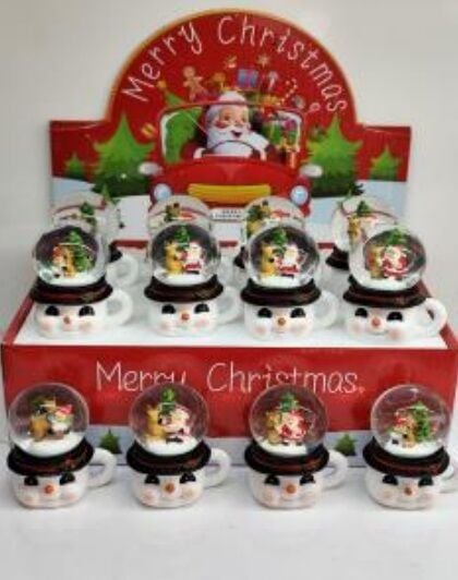 Mini Şapkalı Kulplu Kupa Üzeri Yılbaşı Cam Kar Küresi