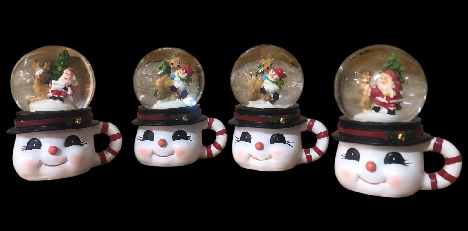 Mini Şapkalı Kulplu Kupa Üzeri Yılbaşı Cam Kar Küresi