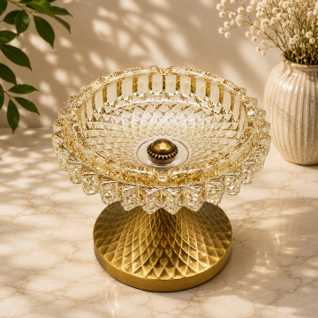 Metal Ayaklı Gold Cam Küllük (16cm x 16 cm)