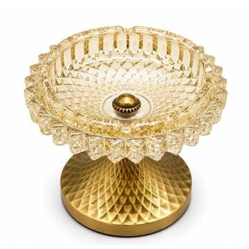 Metal Ayaklı Gold Cam Küllük (16cm x 16 cm)