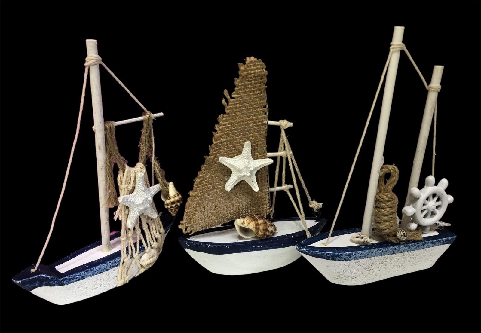 Dekoratif Yelkenli Marin Kayık (12 Adet)