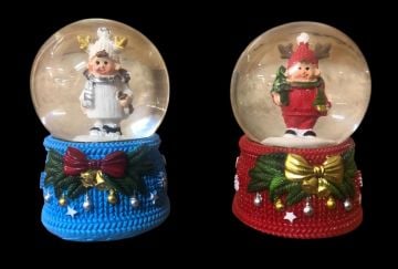 Mini Geyik Kafalı Çocuk Yılbaşı Cam Kar Küresi