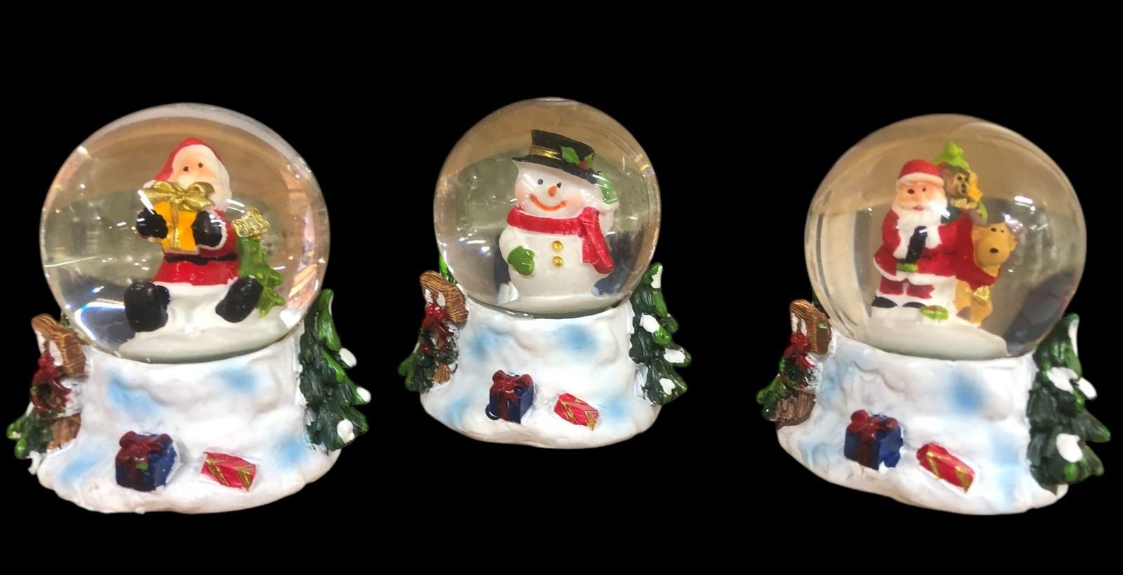 Beyaz Mini Yılbaşı Noel Baba Kardan Adam Cam Kar Küresi