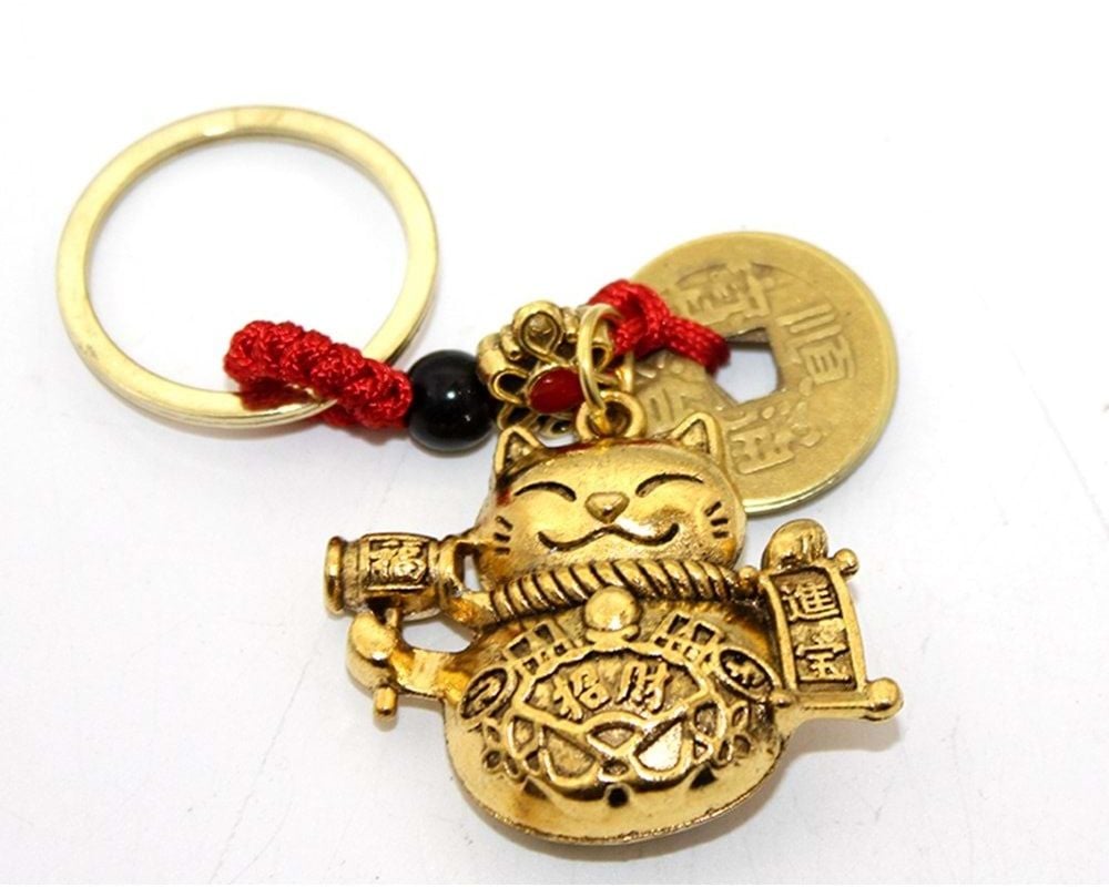 Şans Maneki Neko Bereket Metal Anahtarlık