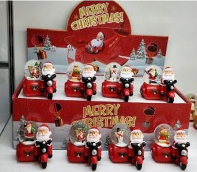 Mini Yılbaşı Motosikletli Noel Baba Cam Kar Küresi