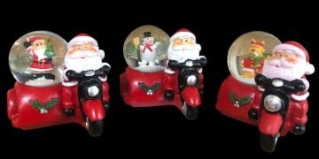 Mini Yılbaşı Motosikletli Noel Baba Cam Kar Küresi