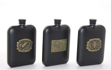 6 Oz Çelik Kabartmalı Tasarımlı Cep İçki Viski Matarası