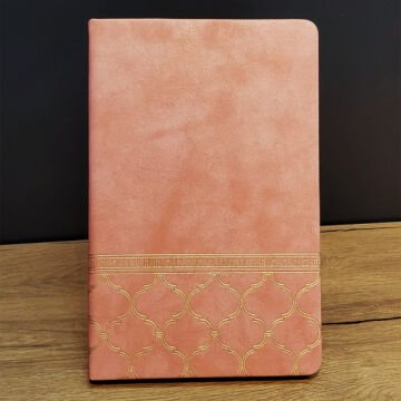 Desenli Motifli Somon Rengi Deri Defter