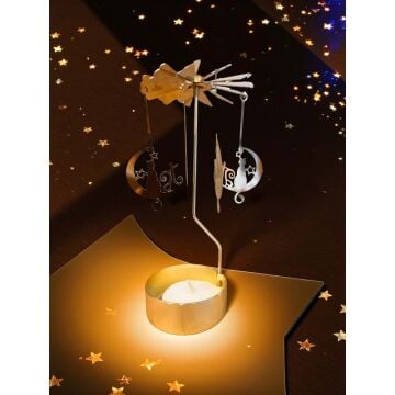 Isı İle Dönen Kedi Temalı Metal Tealight Mumluk