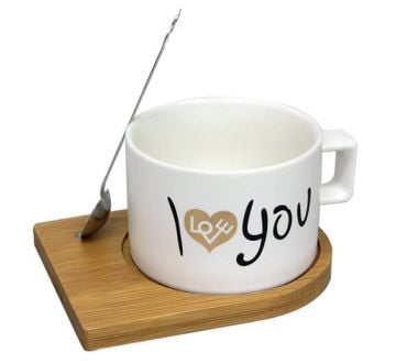 I Love You Temalı Mıknatıslı Kaşıklı Kupa