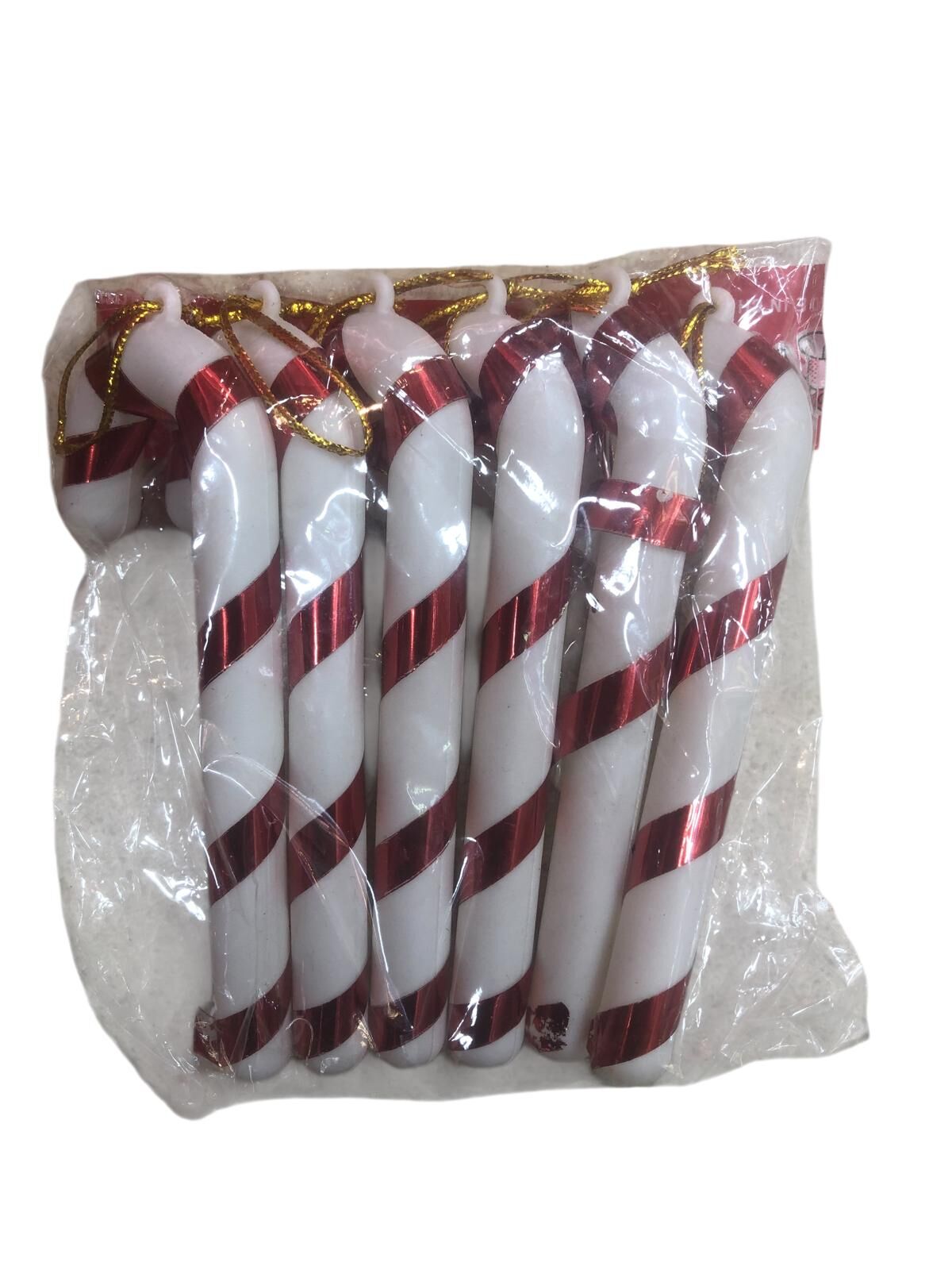 Yılbaşı Çam Ağacı Süsleri Büyük Kırmızı Baston (12 cm x 6 Adet)