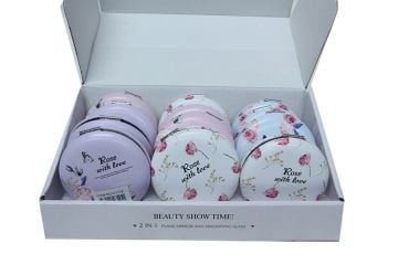 Rose Çiçek Tasarımlı Yuvarlak Mini Makyaj Aynası (12 Adet)