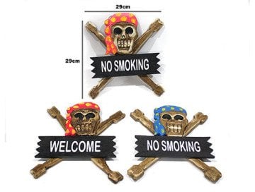 Dekoratif Ahşap No Smoking Korsan Kuru Kafa Duvar Süsü (29 cm)