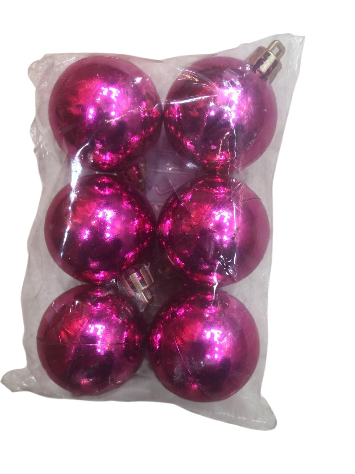 Metalik Fuşya Renk Top Yılbaşı Çam Ağacı Süsü (4 cm x 6 Adet)