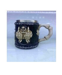 3 Boyutlu Kabartmalı Kurukafa Eli Çelik 3D Kupa Bardak