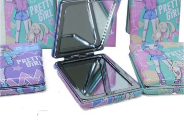 Pretty Girl Tasarımlı Dikdörtgen Mini Makyaj Aynası (12 Adet)