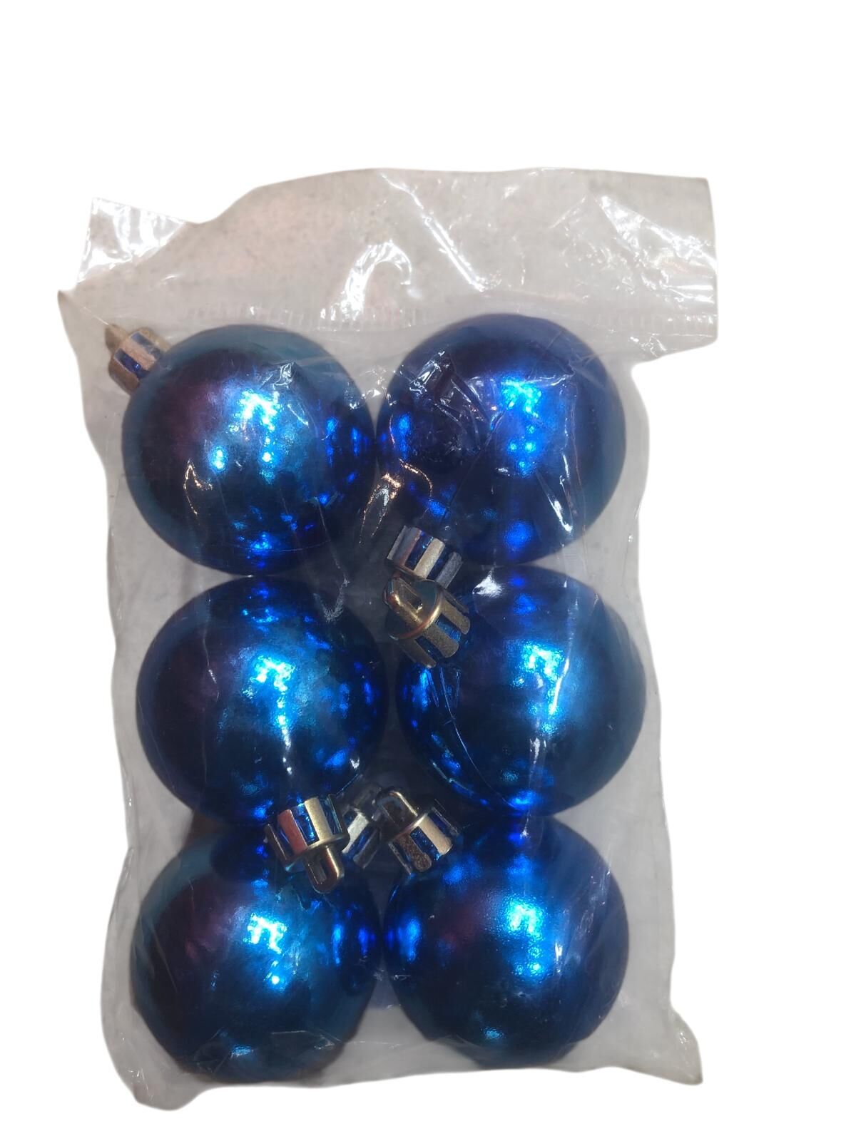 Metalik Mavi Renk Top Yılbaşı Çam Ağacı Süsü (4 cm x 6 Adet)