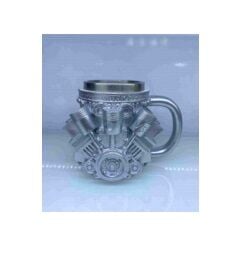 3 Boyutlu V6 Motorsever Tasarımlı Çelik 3D Kupa Bardak