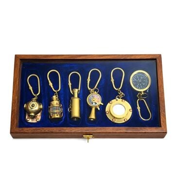 Dekoratif Denizci Marin Grubu Pirinç Anahtarlık Seti