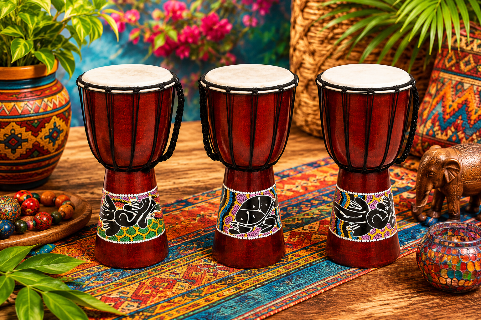 Ahşap Batikli Darbuka (30cm x16 cm)
