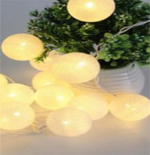 Beyaz Koton 10'lu Top  Pilli Aydınlatma Şerit Lamba (2 mt)