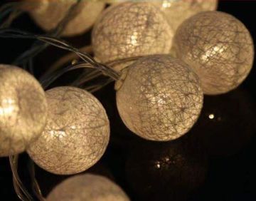 Beyaz Koton 10'lu Top  Pilli Aydınlatma Şerit Lamba (2 mt)