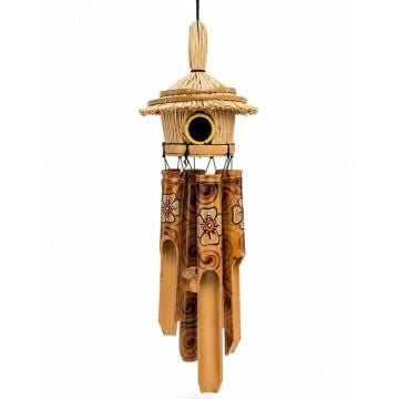 Dekoratif Hasır Kuş Yuvalı Bambu Çan( 65cm)
