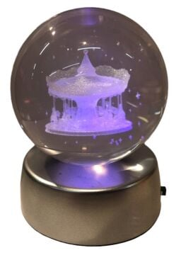 Kristal Cam Küre Renk Değiştiren Led Işıklı Atlı Karınca