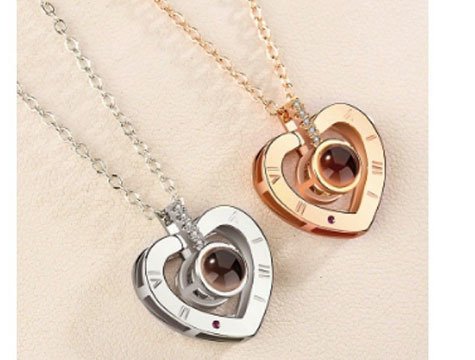 Sevgiliye Hediye Kalp 100 Dilde Seni Seviyorum Kolye