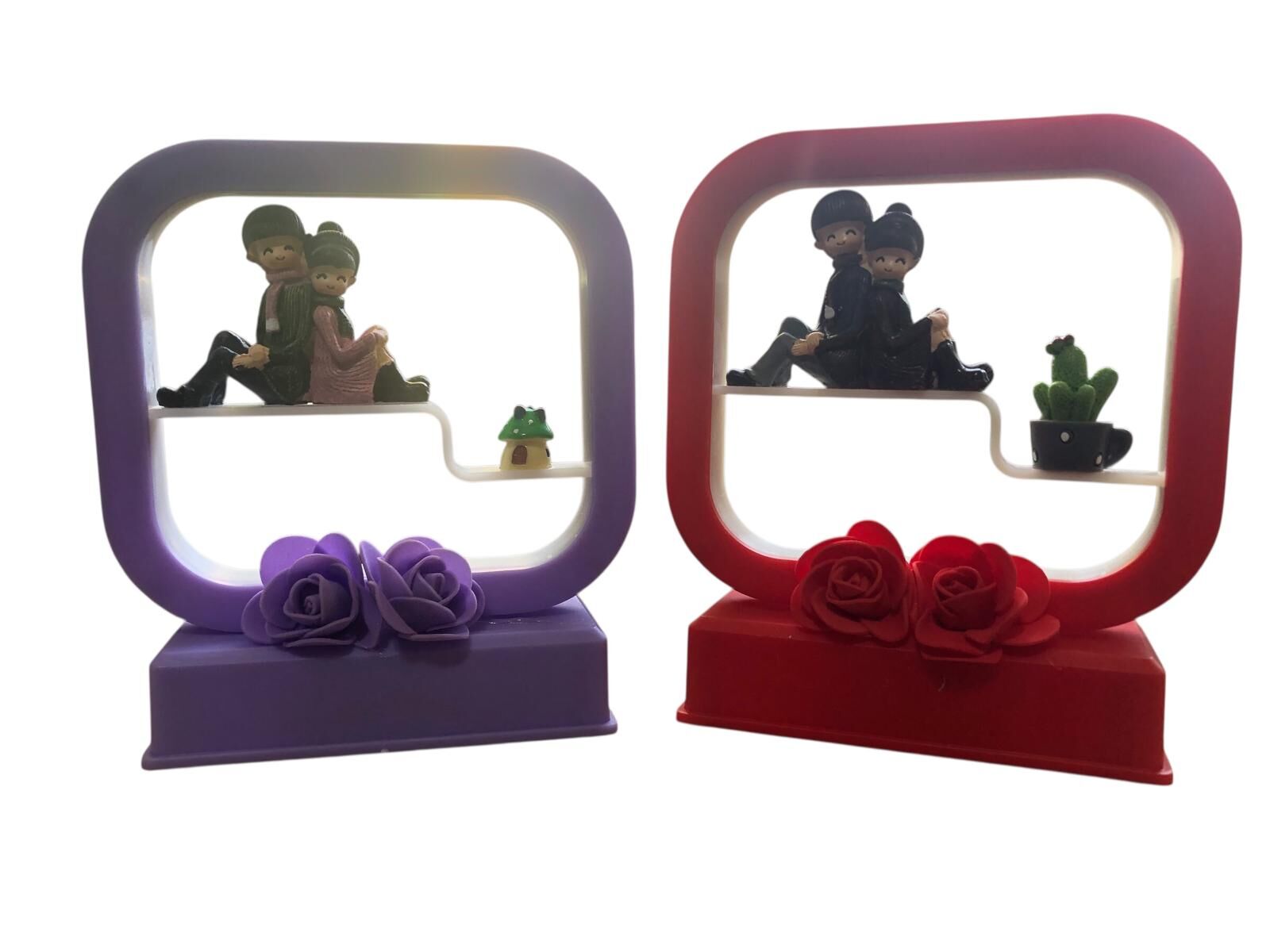 Işıklı Sırt Sırta Oturan Romantik Çift Müzikli Sevgili Biblosu