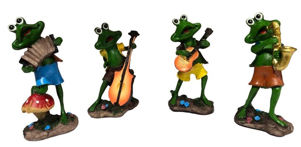 Dekoratif Polyester Müzisyen Kurbağa Biblosu