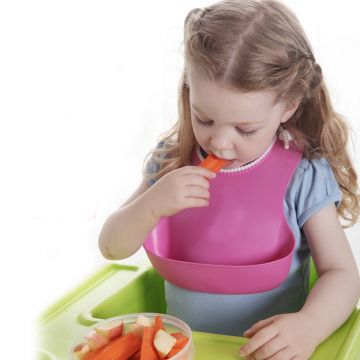 Silikon Hazneli Bebek Mama Önlüğü Mavi