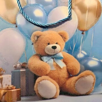 Mavi Ayıcıklı Tasarımlı Hediye Çantası (26 cm x 32 cm)