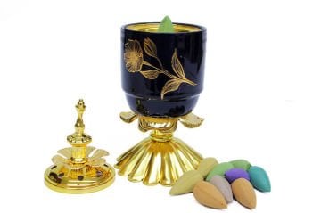 Dekoratif Yapraklı Çiçek Tasarımlı Buhurdanlık