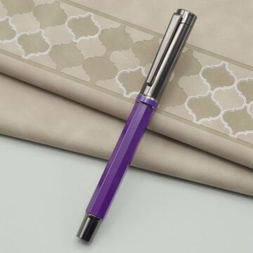 Özel Mor Renk Deri Defter Ve Roller Metal Kalem Seti