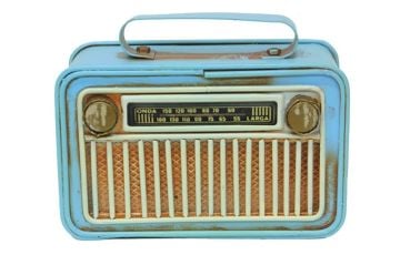 Mini Dekoratif Eskitme Metal Nostaljik Mavi Radyo
