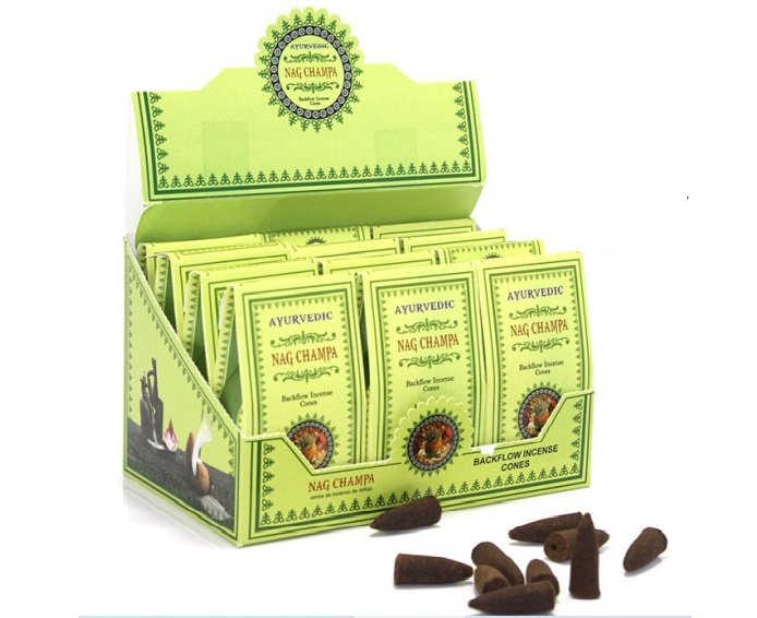 Ayurvedic Nag Champa Backflow Geri Akış Şelale Konik Tütsü (120 Adet)