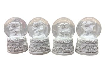 Işıklı Mini Çift Melek Temalı Dekoratif Cam Kar Küresi